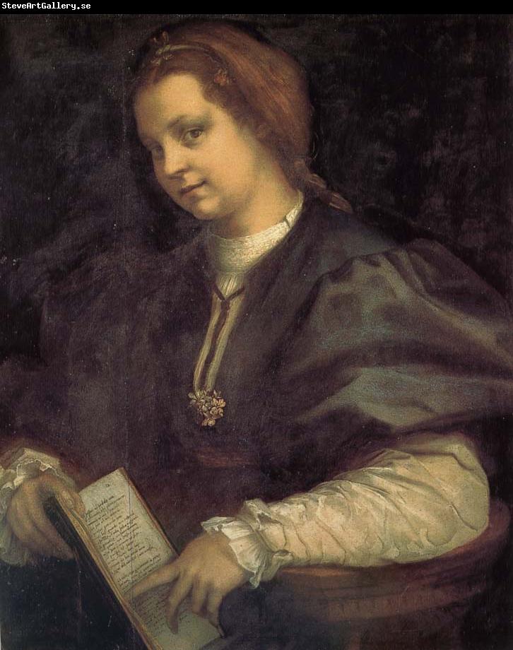 Andrea del Sarto Take the book portrait of woman